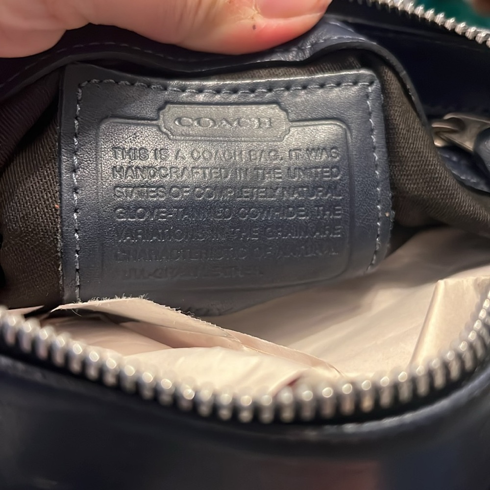 Coach Navy Mini Leather Satchel Cross Body Tassel - Picture 5 of 5